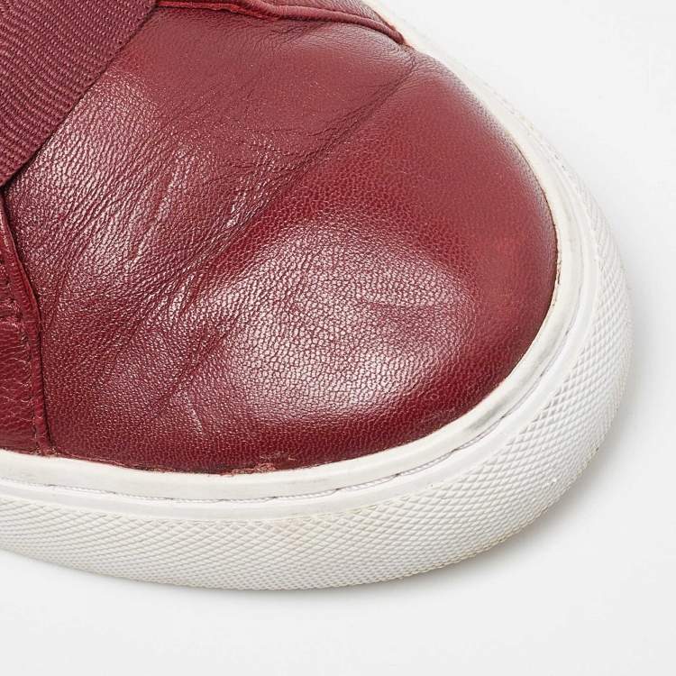 Pre Owned Tory Burch Red Quilted Leather Marion Lace Up Sneakers Size 39