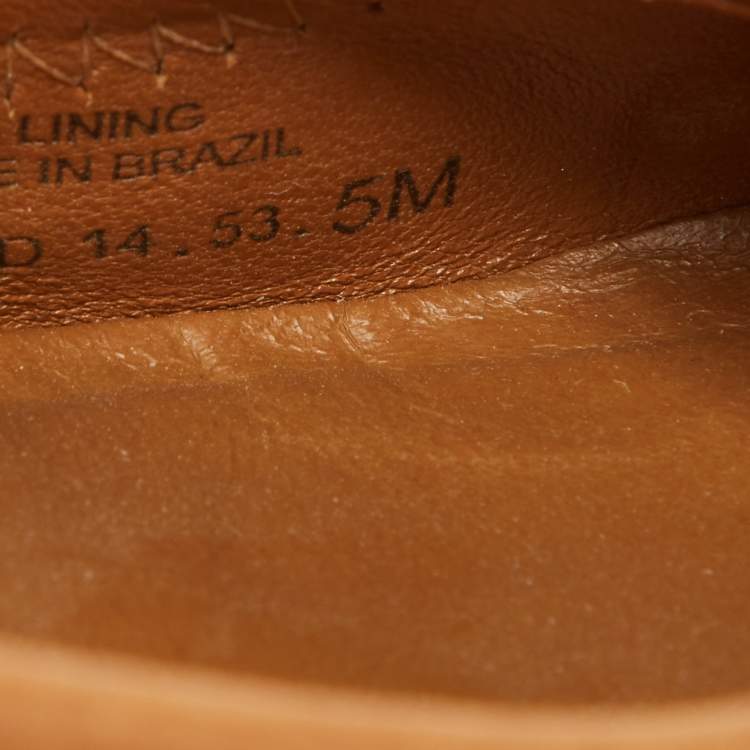 Pre Owned Tory Burch Brown Leather Reva Pebbled Ballet Flats Size 35.5