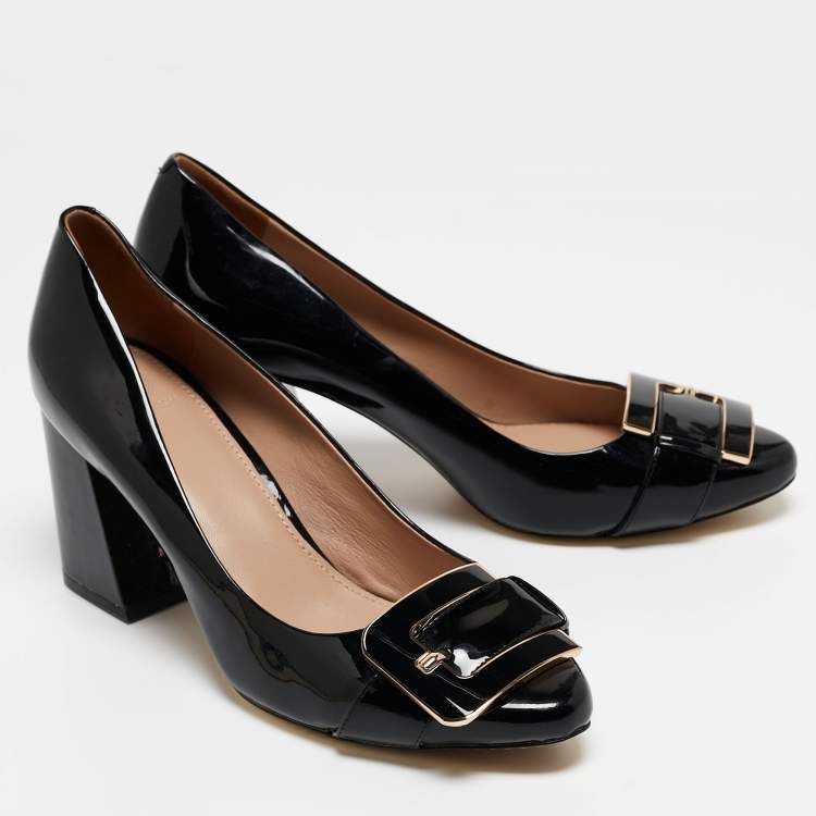 Pre Owned Tory Burch Black Patent Leather Maria Pumps Size 39.5