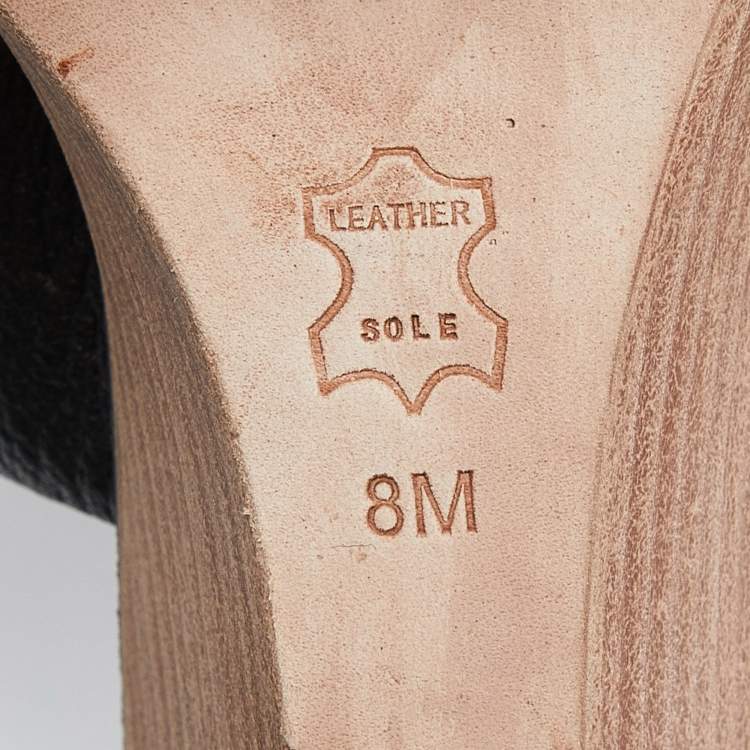 مملوكة مسبقًا Tory Burch Black Leather Wedge Slingback Sandals Size 38.5 