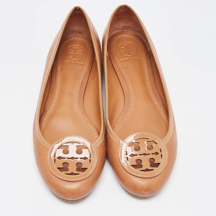 Pre Owned Tory Burch Brown Leather Lowell Ballet Flats Size 38