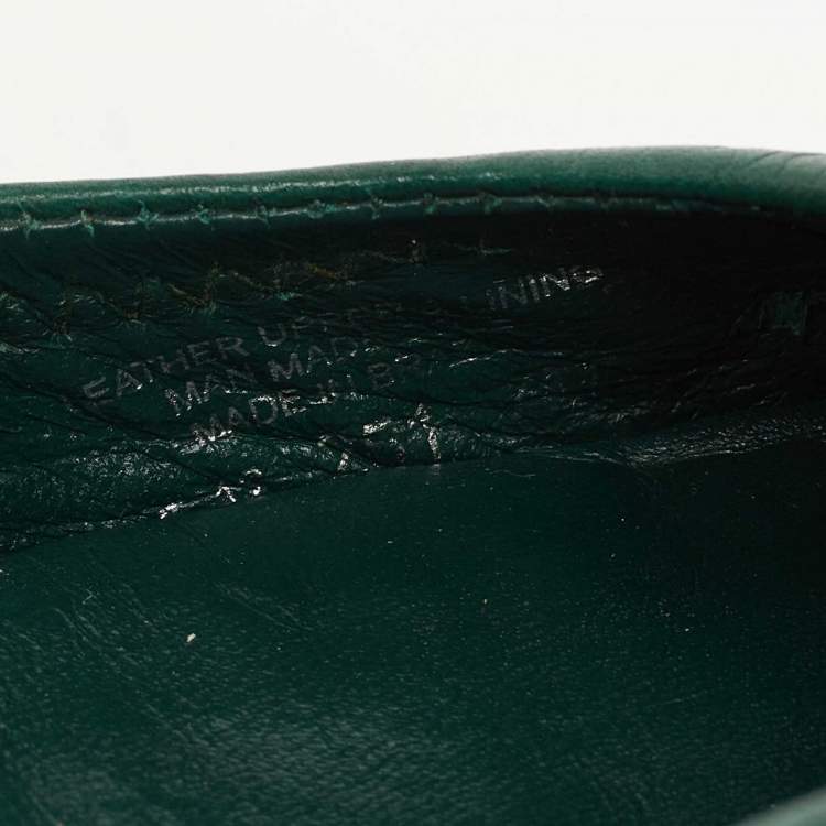 Pre Owned Tory Burch Green Leather Minnie Travel Ballet Flats Size 37.5