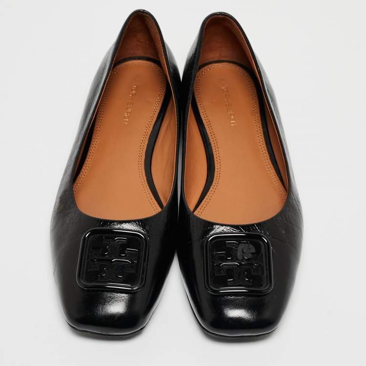 Pre Owned Tory Burch Black Leather Geogia Ballet Flats Size 39