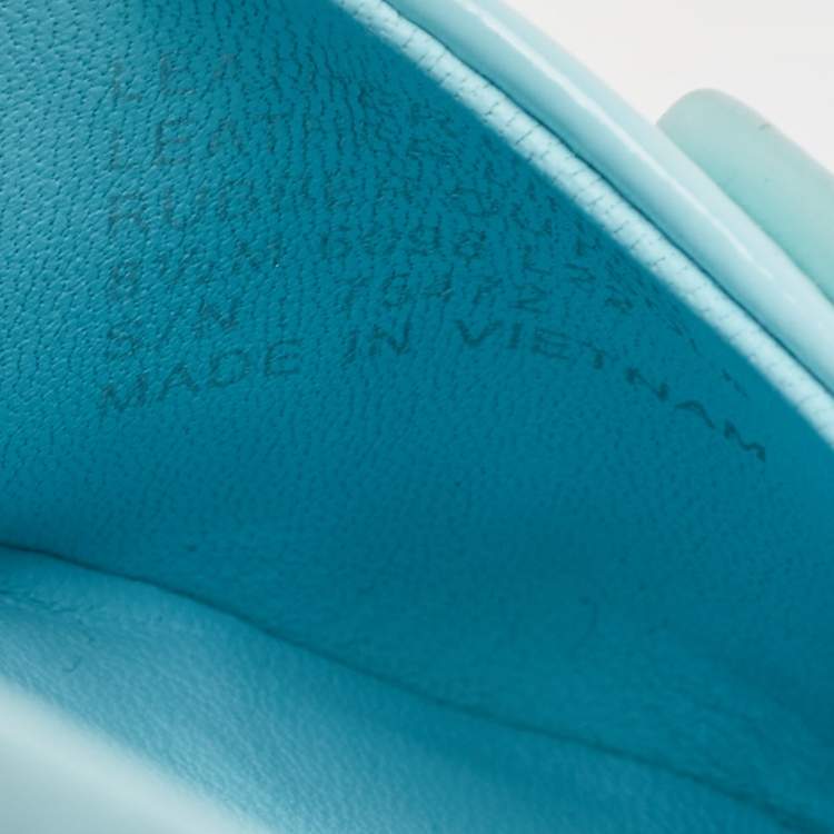 Pre Owned Tory Burch Blue Patent Leather Minnie Travel Ballet Flats Size 39