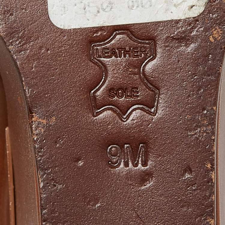 Pre Owned Tory Burch Brown Leather Wedge Slingback Sandals Size 39.5