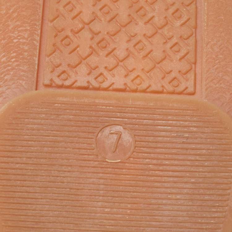 Pre Owned Tory Burch Beige/White Canvas Cap Toe Espadrille Flats Size 37