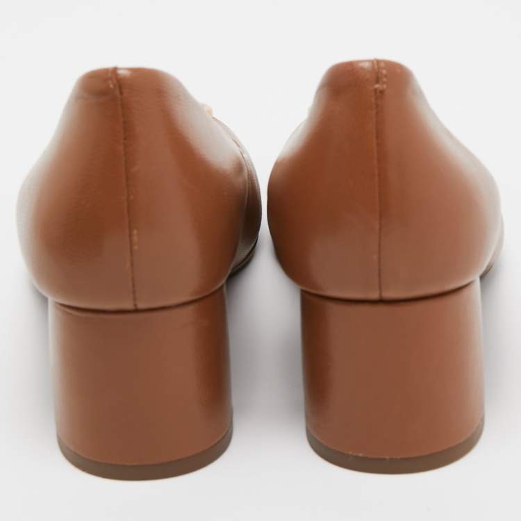 Pre Owned Tory Burch Brown Leather Benton Pumps Size 37.5 