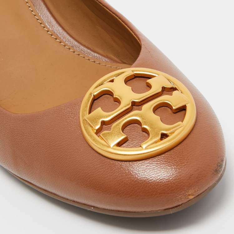 Pre Owned Tory Burch Brown Leather Benton Pumps Size 37.5 
