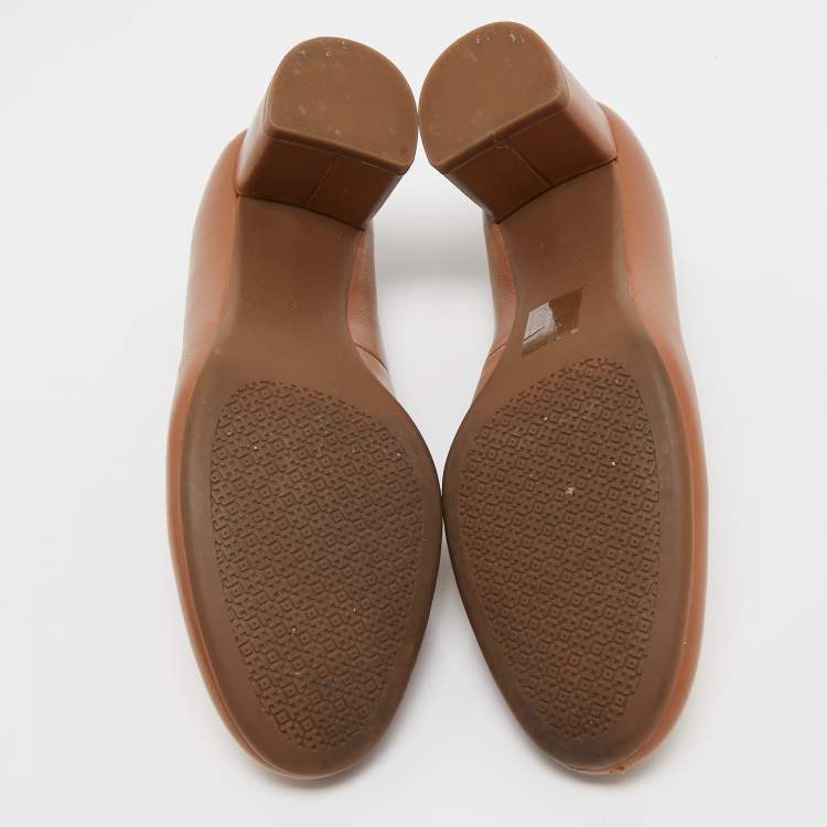 Pre Owned Tory Burch Brown Leather Benton Pumps Size 37.5 
