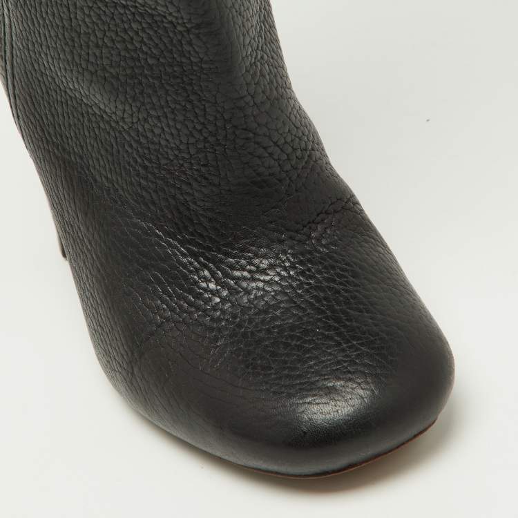 Pre Owned Tory Burch Black Leather Knee Length Boots Size 35.5