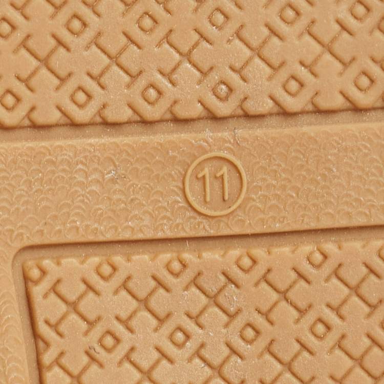 Pre Owned Tory Burch Off White/Black Leather Logo Cap Toe Espadrille Flats Size 41