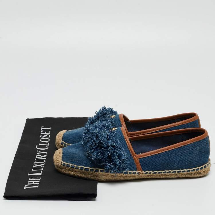 Pre Owned Tory Burch Blue Denim Shaw Espadrille Flats Size 38