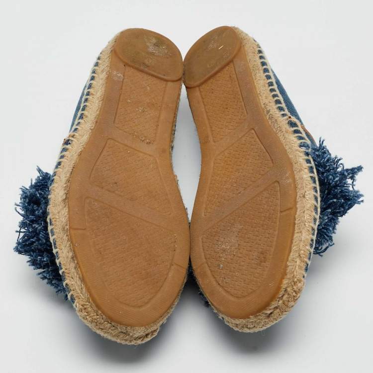 Pre Owned Tory Burch Blue Denim Shaw Espadrille Flats Size 38