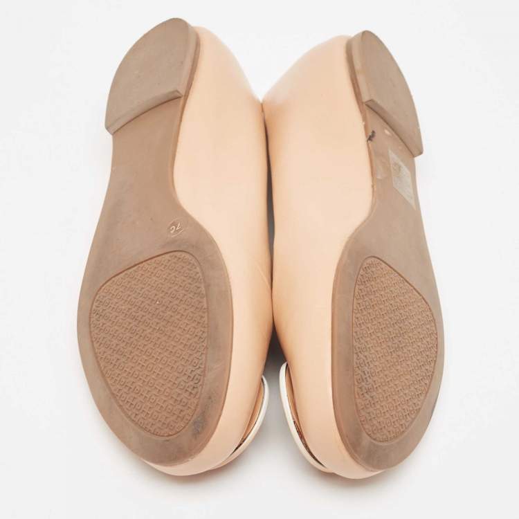 Pre Owned Tory Burch Pink Leather Claire Ballet Flats Size 37.5