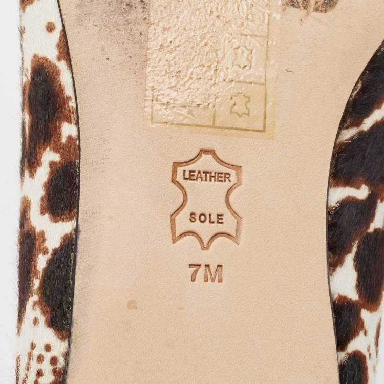 Pre Owned Tory Burch Tricolor Animal Print Calf Hair and Leather Tory Charm Loafers Size 37.5 