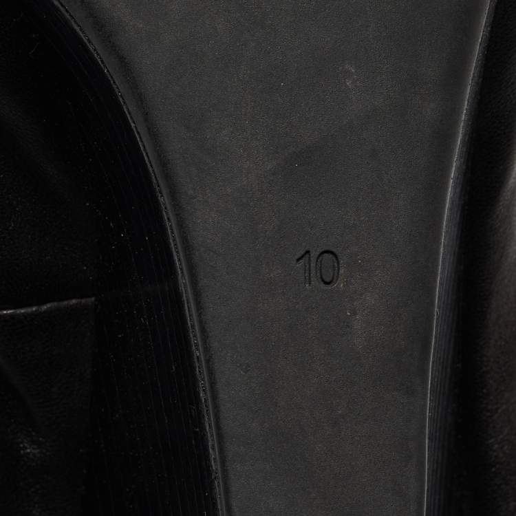 Pre Owned Tory Burch Black Leather Jolie Wedge Cap Toe Pumps Size 40