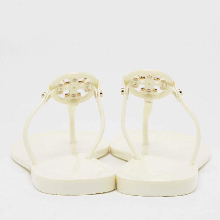 Pre Owned Tory Burch Ivory Rubber Mini Miller Thong Flats Size 37.5