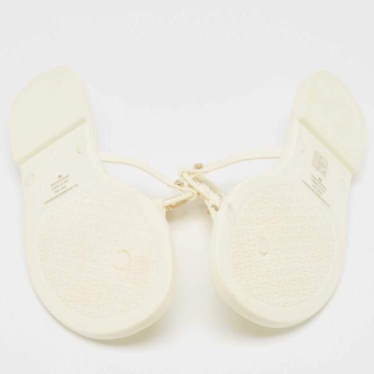 Pre Owned Tory Burch Ivory Rubber Mini Miller Thong Flats Size 37.5