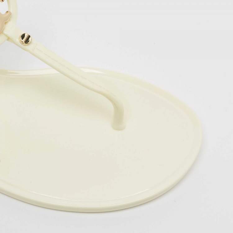 Pre Owned Tory Burch Ivory Rubber Mini Miller Thong Flats Size 37.5