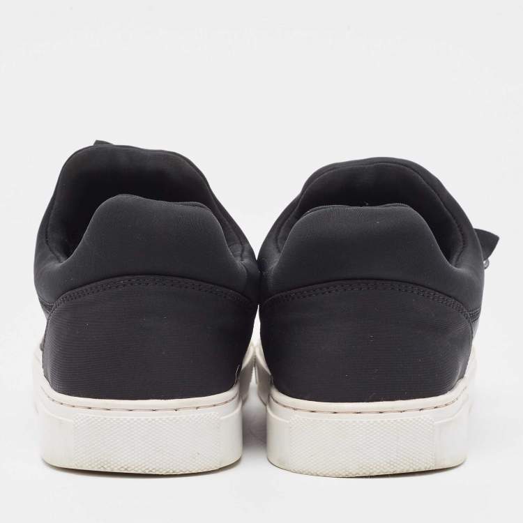 Pre Owned Tory Burch Black  Nylon And Leather Blossom Sneakers Size 39.5