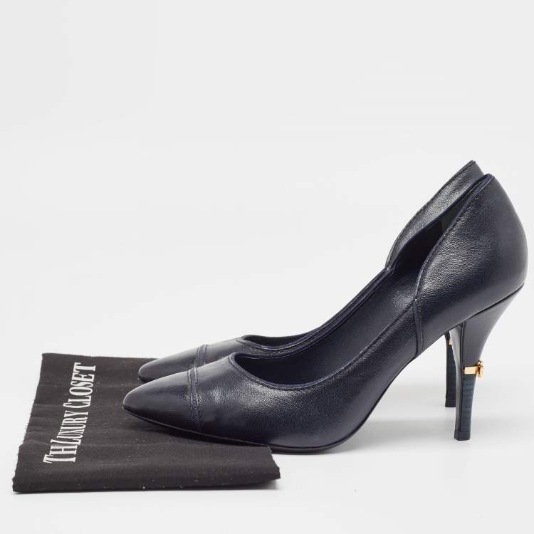 Pre Owned Tory Burch Navy Blue Pointed Toe Pumps Size 40.5