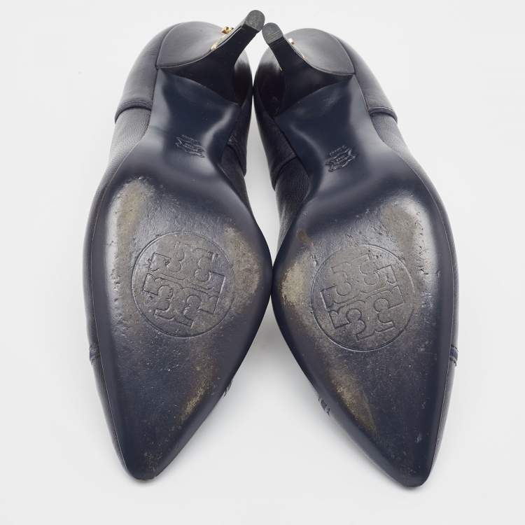 Pre Owned Tory Burch Navy Blue Pointed Toe Pumps Size 40.5