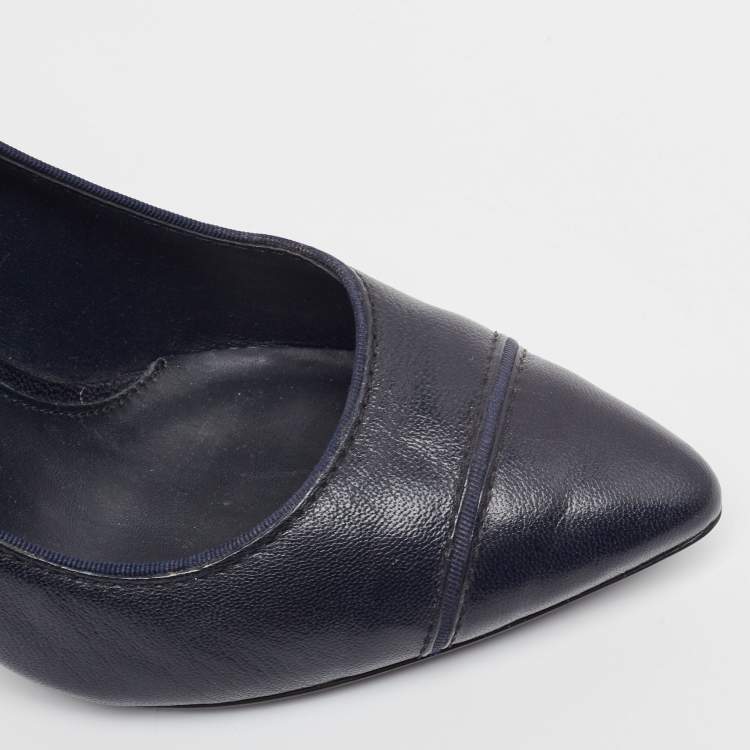 Pre Owned Tory Burch Navy Blue Pointed Toe Pumps Size 40.5