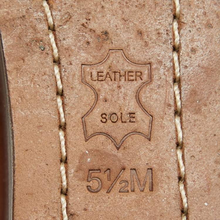Pre Owned Tory Burch Beige/Black Canvas and Leather Platform Slide Sandals Size 36