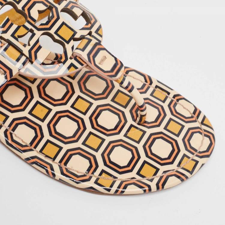 Pre Owned Tory Burch Yellow Patent Thong Flat Slides Size 39