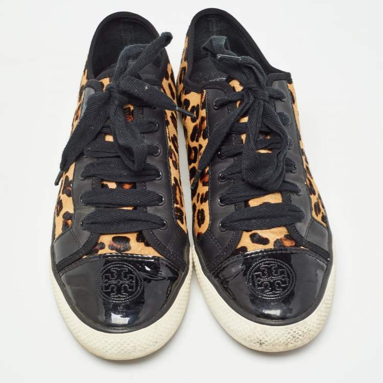 2024 Tory Burch Women's Black Leopard Print Sneakers