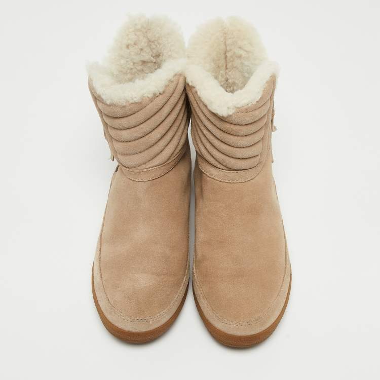 مملوكة مسبقًا Tory Burch Grey Suede and Fur Ankle Boots Size 38.5