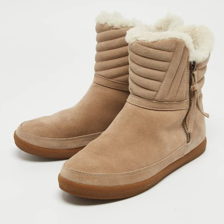 مملوكة مسبقًا Tory Burch Grey Suede and Fur Ankle Boots Size 38.5