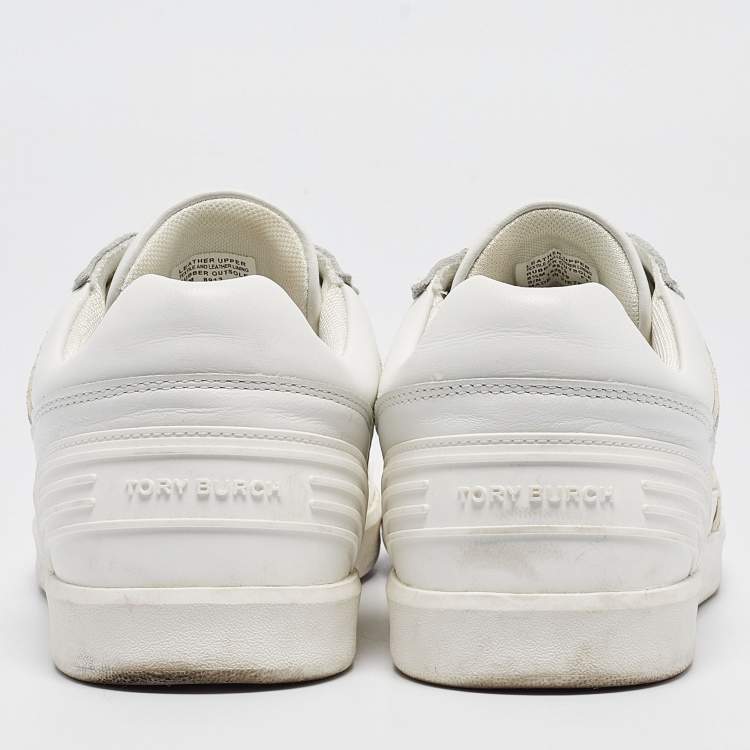 Pre Owned Tory Burch White Leather Low Top Sneakers Size 39