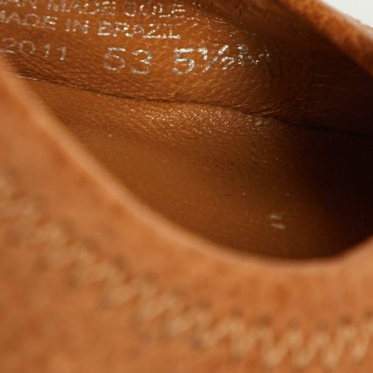 مملوكة مسبقًا Tory Burch Tan Leather Sally Wedge Pumps Size 36