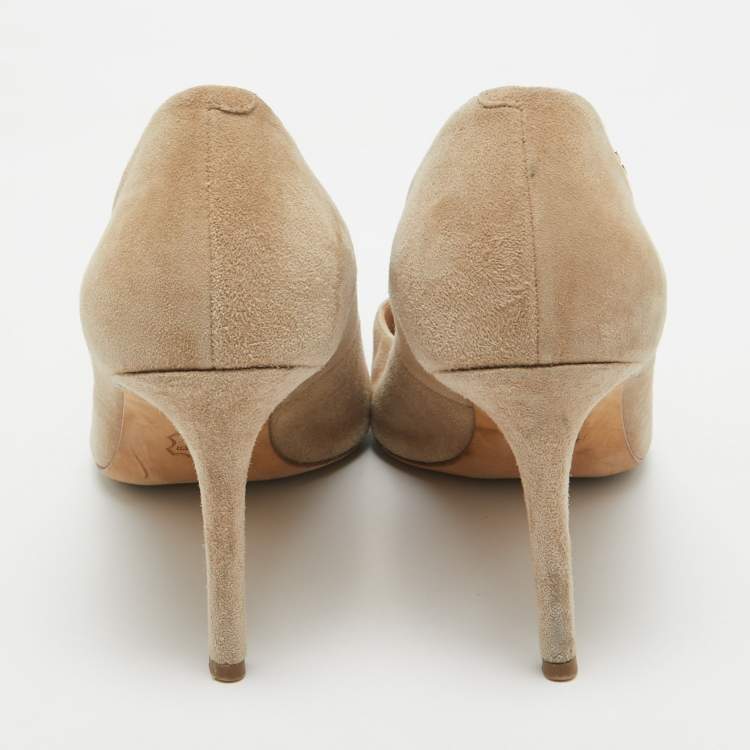 Pre Owned Tory Burch Beige Suede Elizabeth Pumps Size 39.5