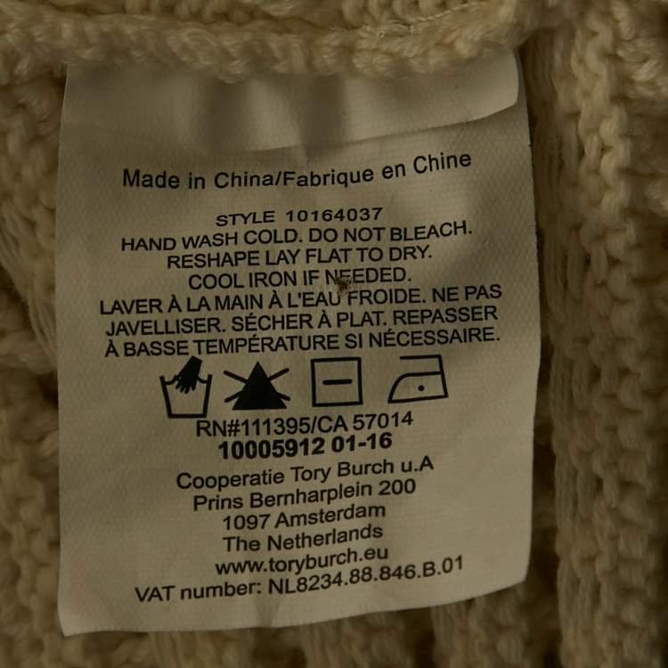 Pre Owned Tory Burch White Crochet Sleeveless Midi Dress M