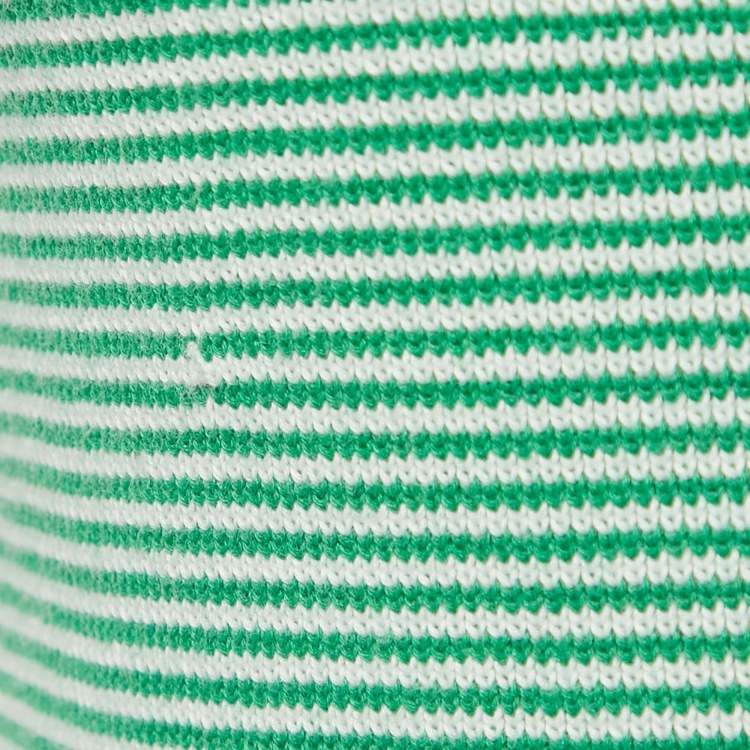 Pre Owned Tory Sport Green Striped Stretch Knit Sleeve Tank Top XS