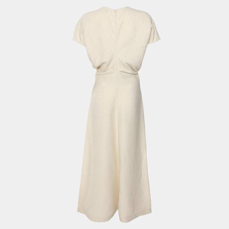 Pre Owned Toteme Cream Viscose Blend Draped Maxi Dress XS