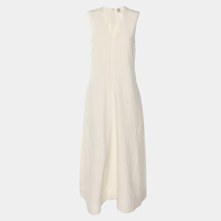 Pre Owned Toteme Cream Lyocell Blend Sleeveless Long Dress XS