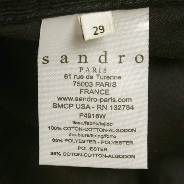 Pre Owned Sandro Black Corduroy Skinny Jeans M/Waist 29" 