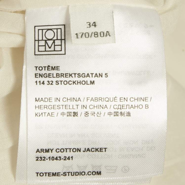 Pre Owned Toteme Ecru Cotton Army Jacket XS 