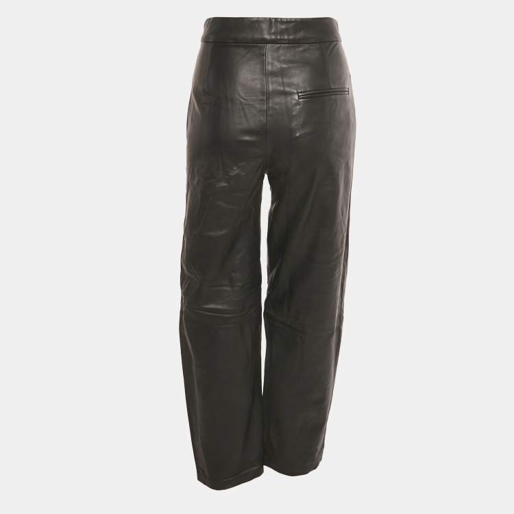 Pre Owned Toteme Black Novara Leather Trousers M