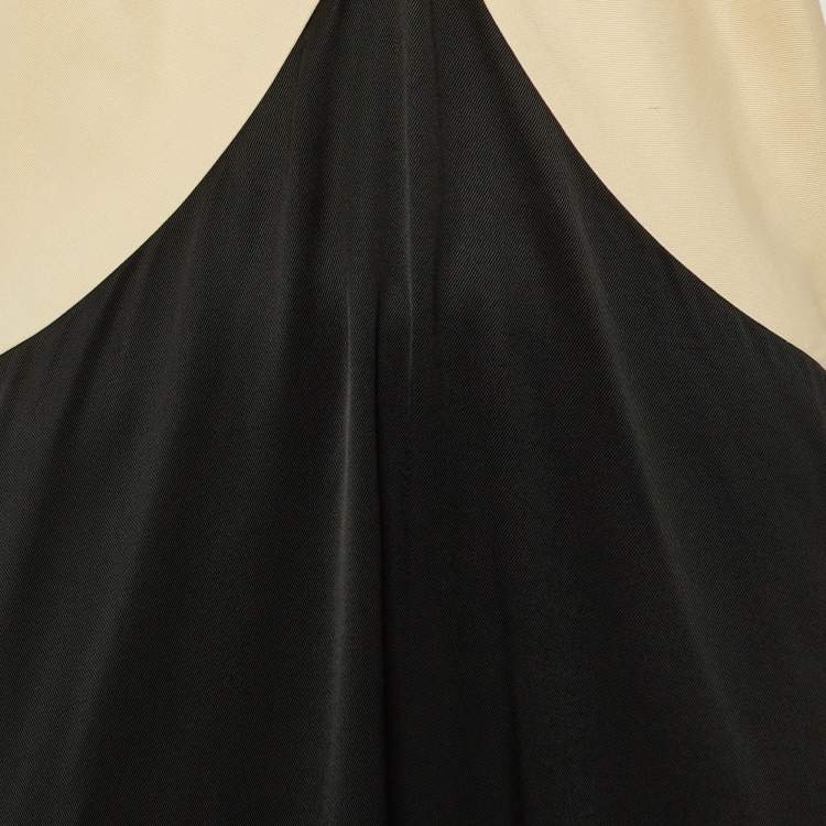 Pre Owned Toteme Beige /Black Crepe Draped Cami Maxi Dress M