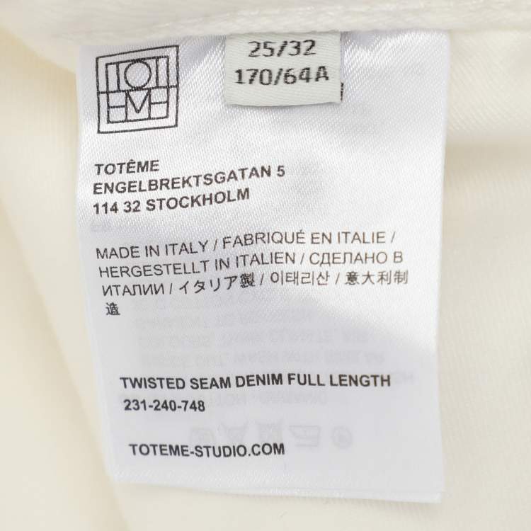 Pre Owned Toteme Off White Denim Twisted Seam Jeans 25/32