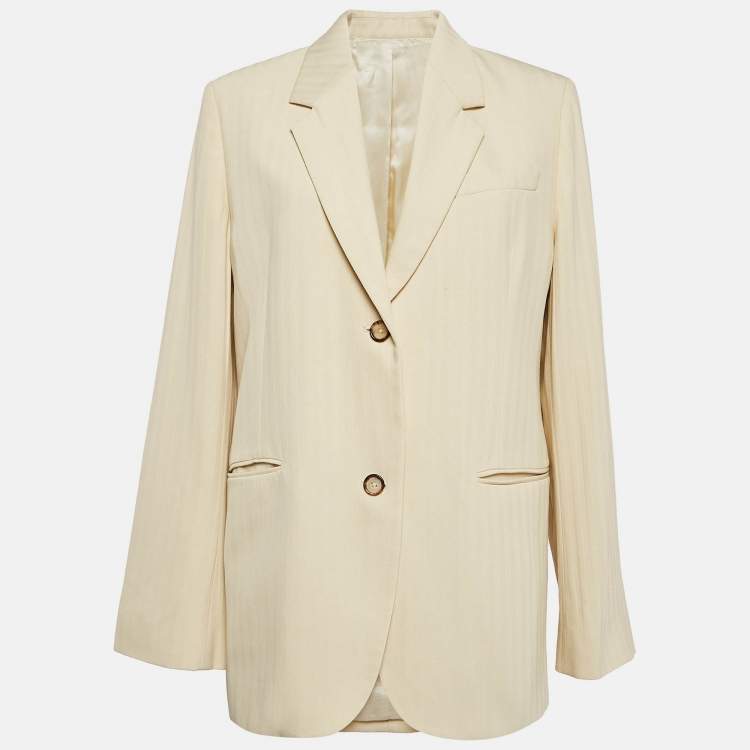 Pre Owned Toteme Cream Herringbone Single Breasted Tailored Jacket S