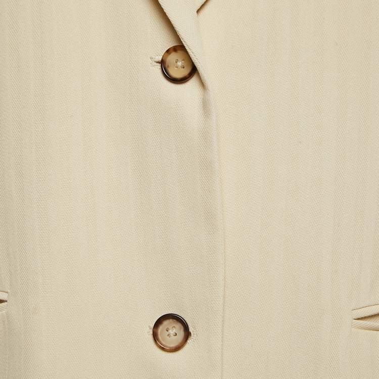 Pre Owned Toteme Cream Herringbone Single Breasted Tailored Jacket S