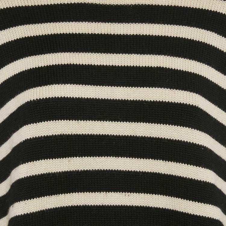 Pre Owned Toteme Black/White Signature Stripe Wool and Cotton Knit Turtleneck Sweater S