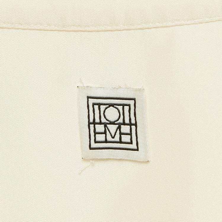 Pre Owned Toteme Cream Silk Pleated Long Sleeve Shirt M