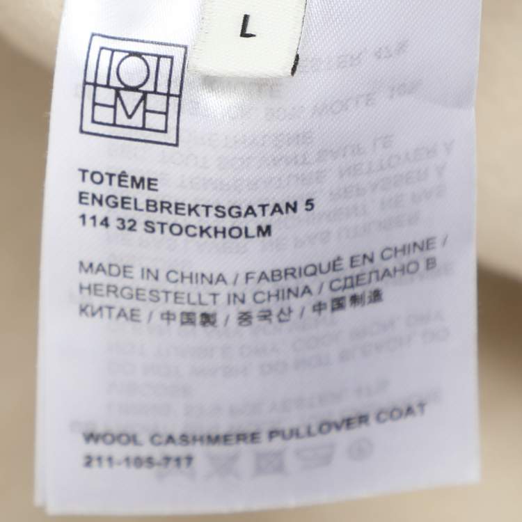 Pre Owned Toteme Grey Wool-blend Felted-flannel Hooded Poncho L