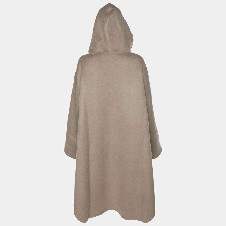 Pre Owned Toteme Grey Wool-blend Felted-flannel Hooded Poncho L